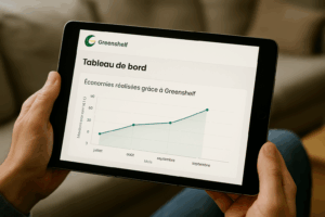 Tablette affichant le tableau de bord - Application Greenshelf